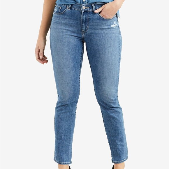 Levi’s Classic Straight Leg Jeans Slightly Distressed Mid Rise Blue Worn Once 16 - Picture 1 of 10